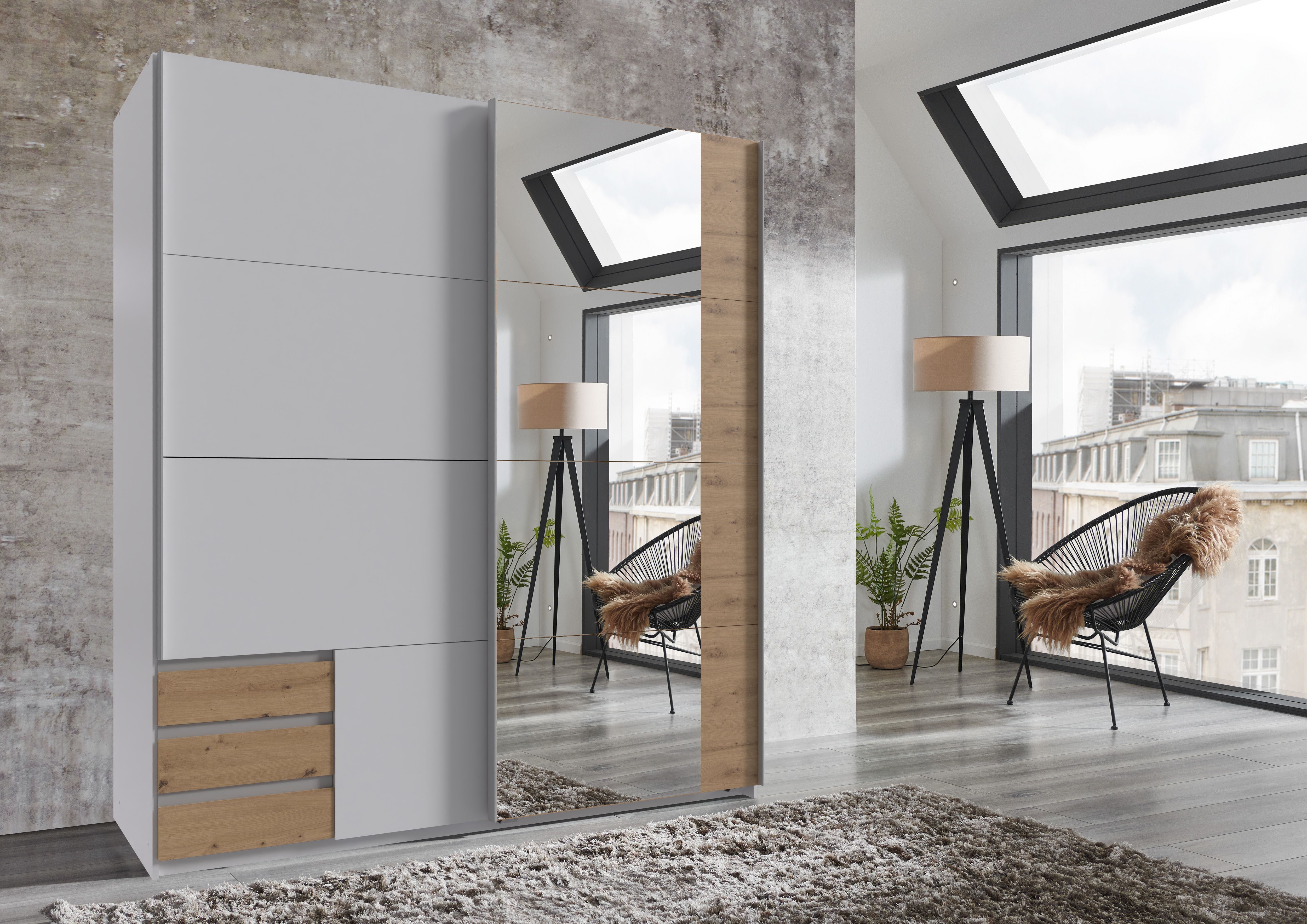 Wimex Schwebetürenschrank Emden moderner Kleiderschrank mit Spiegel und Sch günstig online kaufen