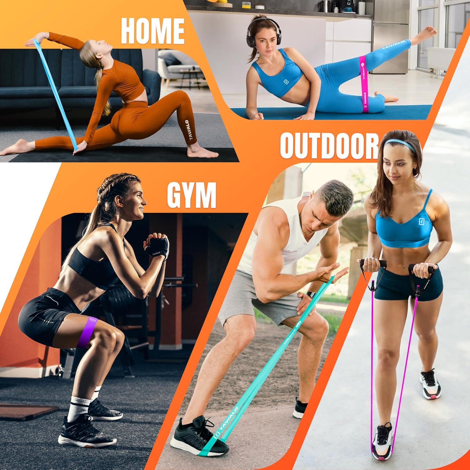 TAVIALO Trainingsbänder TAVIALO Widerstandsbänder 5er Set + Expander, Fitnessbänder, für Krafttraining, Muskelaufbau, Crossfit, Yoga & Physiotherapie