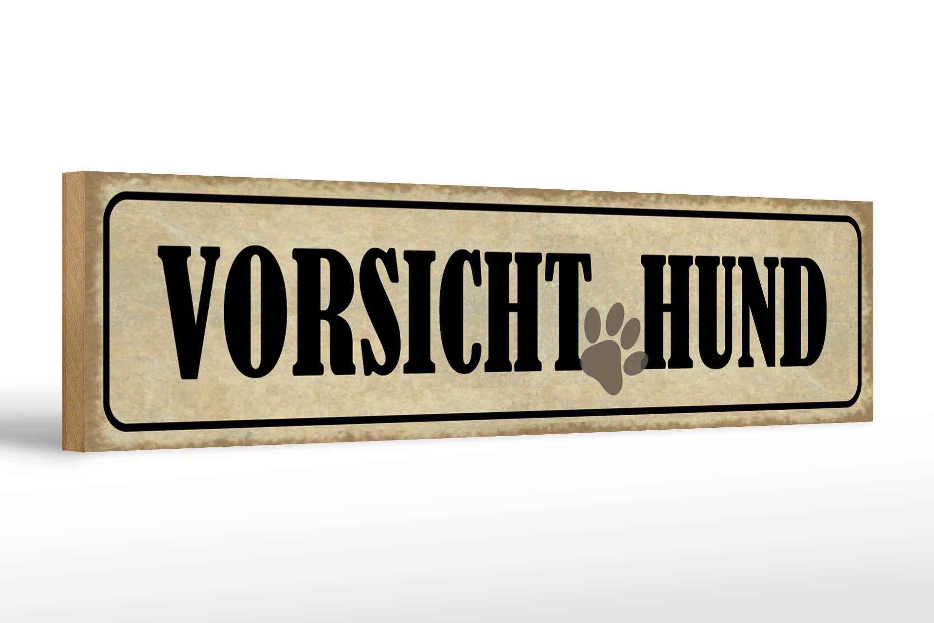 Holzbild Hinweis 46x10cm Vorsicht Hund