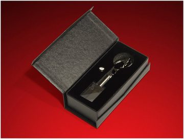 GLASFOTO.COM Schlüsselanhänger mit Gravur Bärchen mit Herz + Danke - LED Leuchte Valentinstag, (B x H x T) 30 x 20 x 15 mm