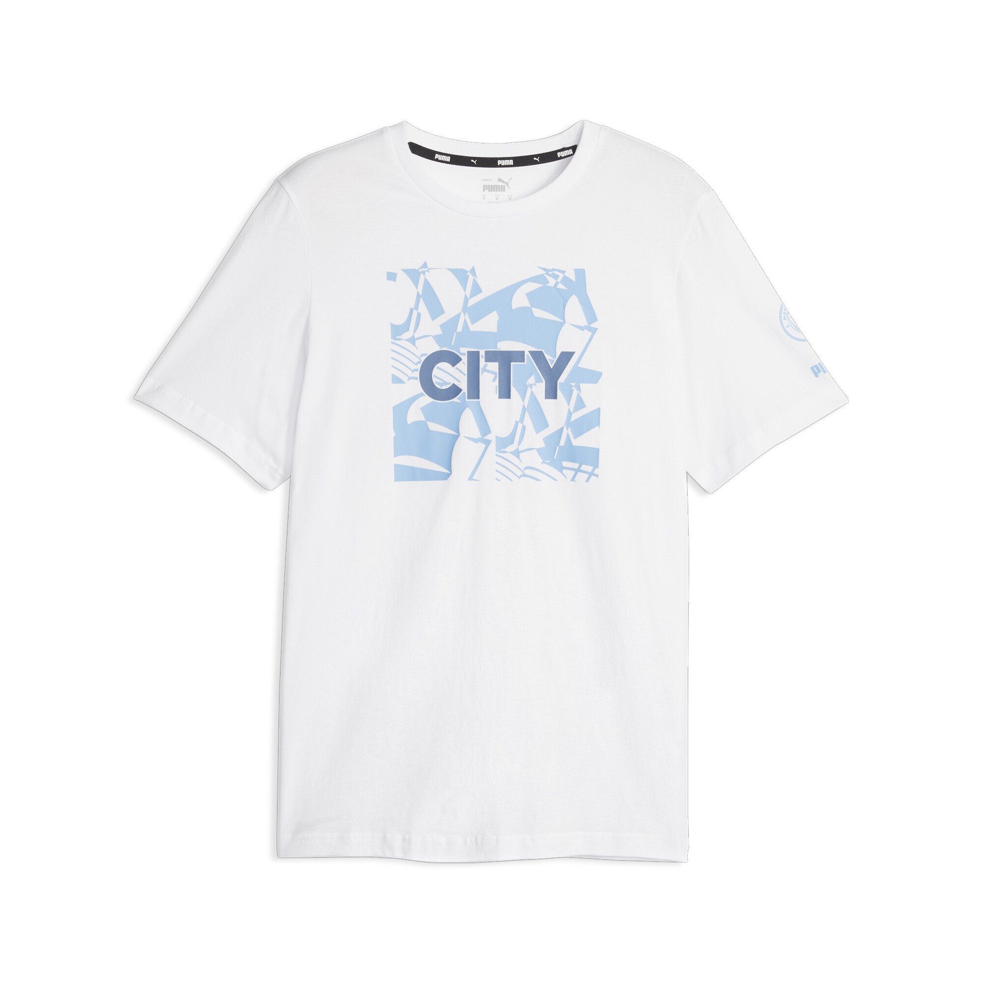 PUMA T-Shirt Manchester City FtblCore Graphic T-Shirt Herren White Team Light Blue