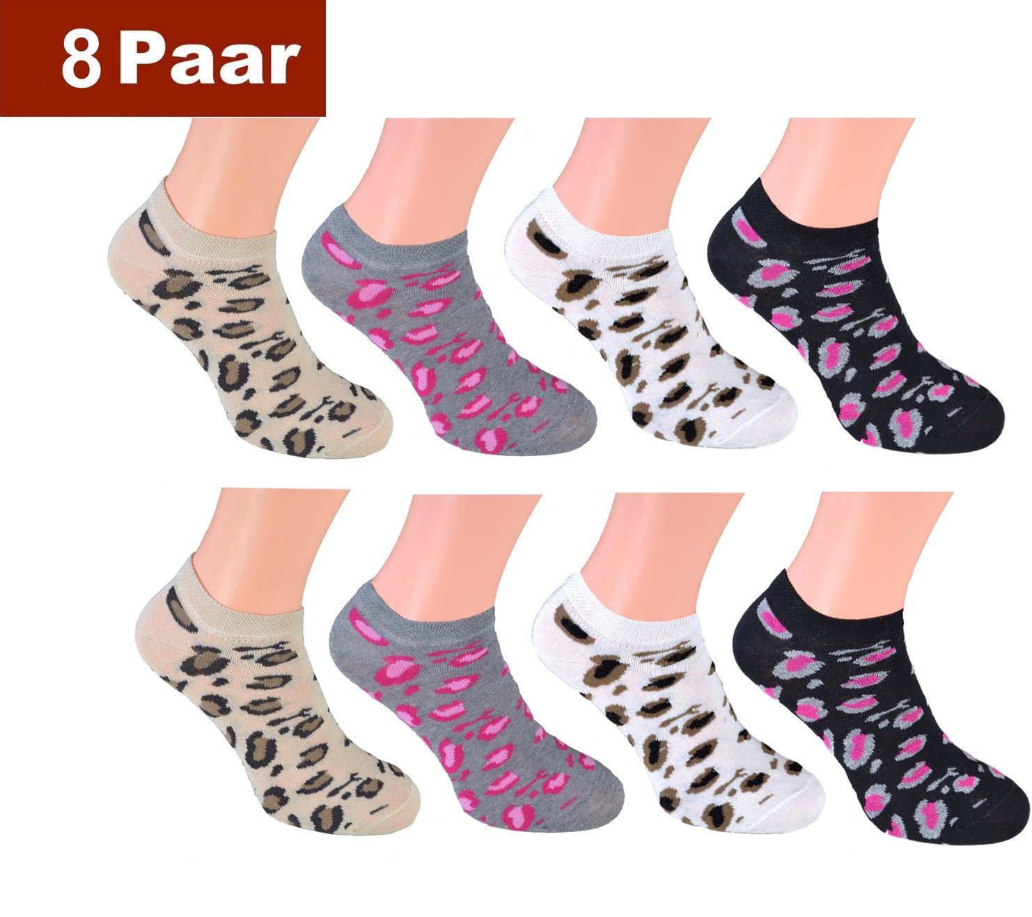 Cocain underwear Sneakersocken Damen Sneaker Носки bunte Füsslinge kurze halbe Söckchen 80 Baumwolle (8-Paar) verschiedene Modelle