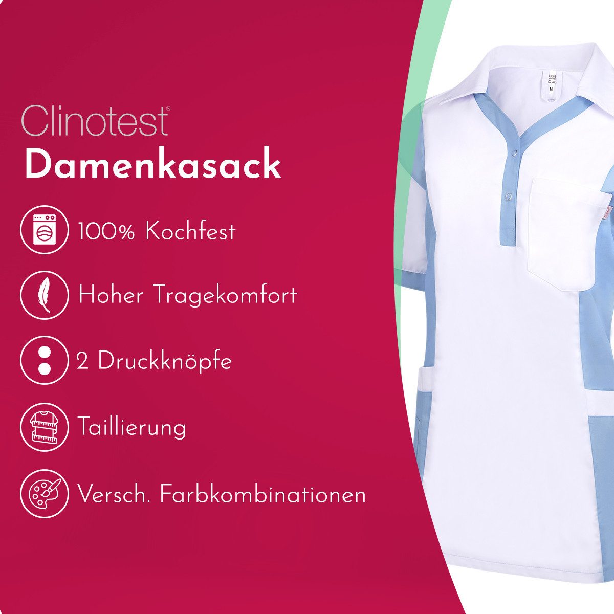 Clinotest Funktionsbluse Damenkasack "Julia", Schlupfkasack/Pflegekasack, v günstig online kaufen
