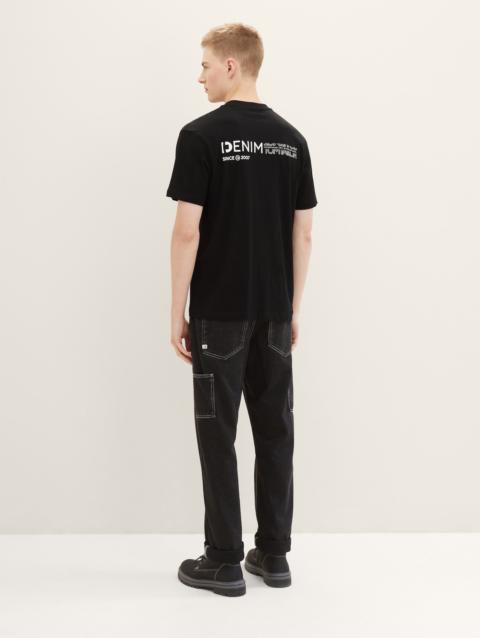Bio-Baumwolle Black Denim T-Shirt T-Shirt mit TOM TAILOR