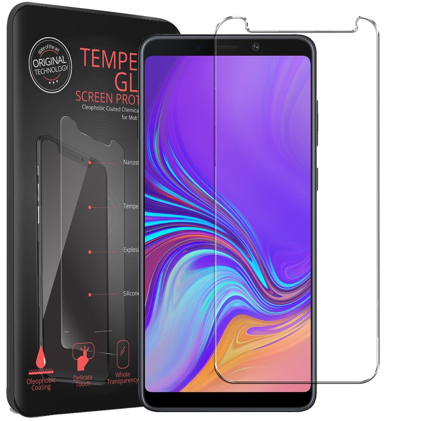 CoolGadget Schutzfolie Panzerfolie für Samsung Galaxy A9 2018, (9H Härtegrad, 2x Schutzglas, 1xReinigungset), Displayfolie Panzer Schutzfolie 2 Stück für Samsung A9 2018 Glas Folie