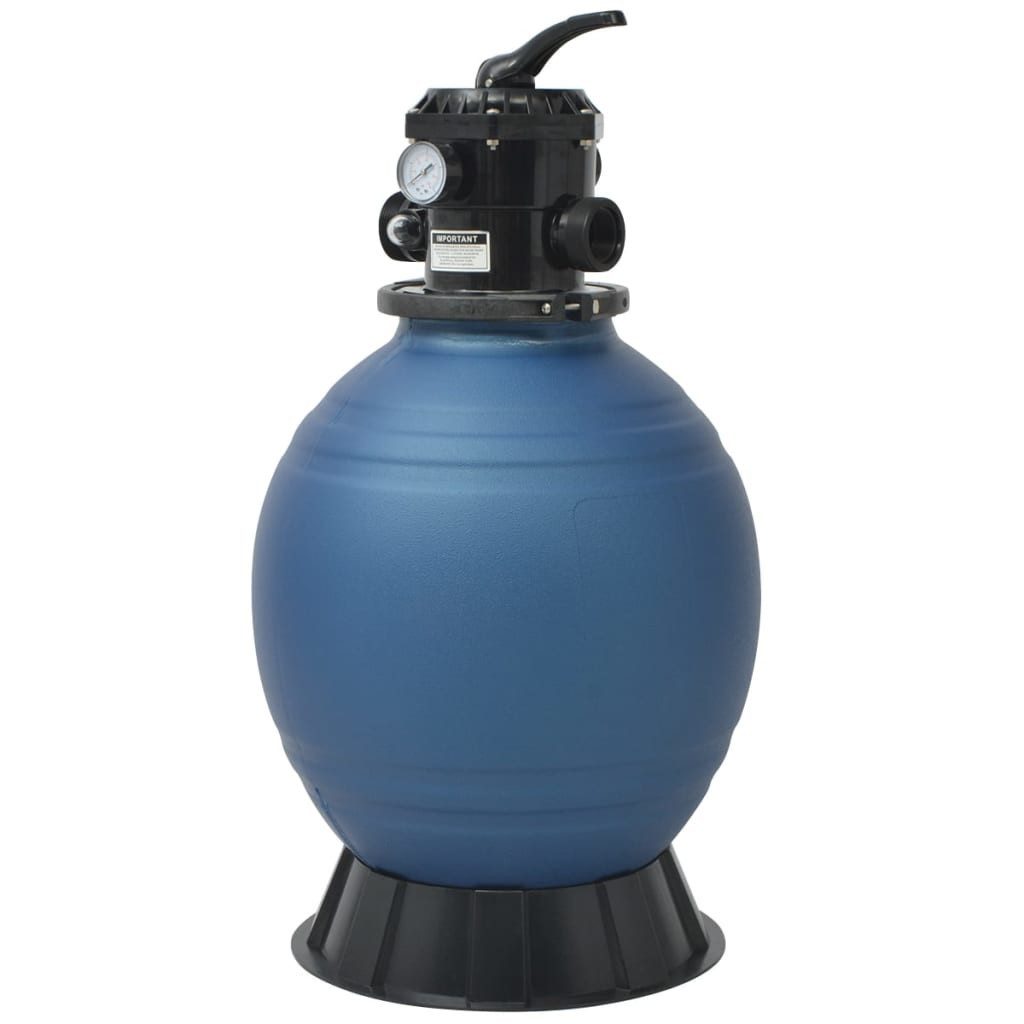 vidaXL Kartuschen-Filterpumpe Pool-Sandfilter mit 6-Wege-Ventil Filterkessel Blau 460 mm