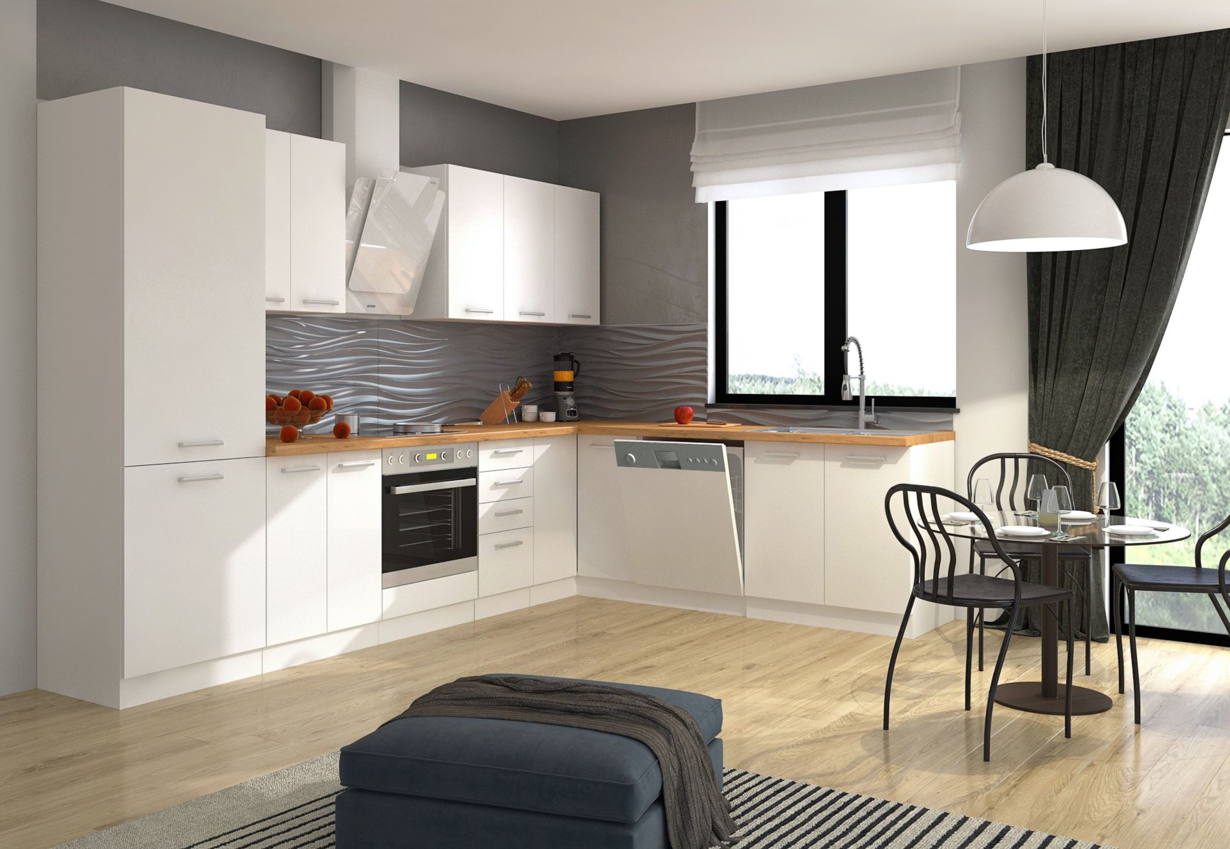 Kitchen Price Bomb Corner Kitchen EKO 310x230 cm Kitchen Kitchenette Kitchen Unit Corner Kitchen White Matt