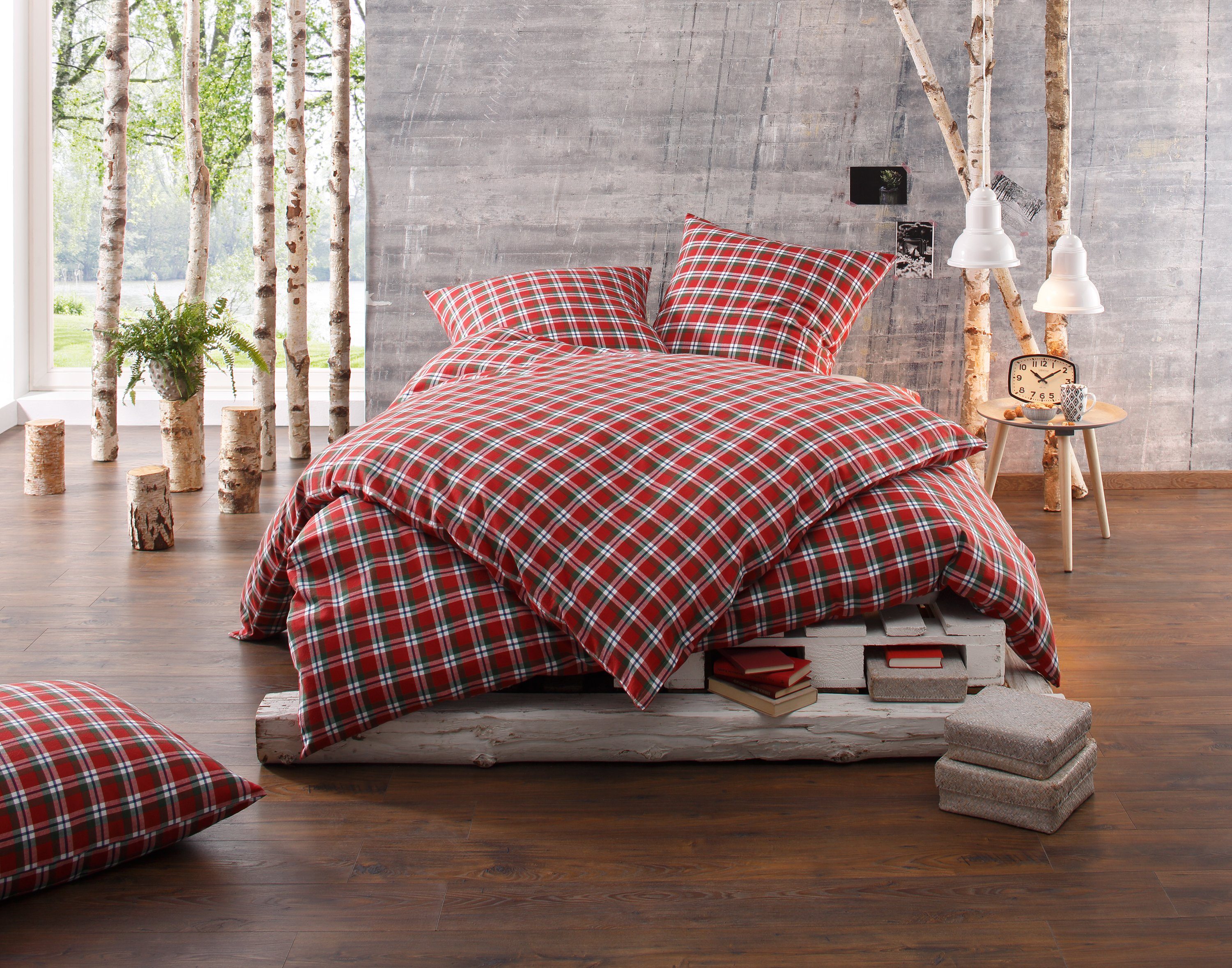 BETTWAESCHE-MIT-STIL Bettwäsche Karo Feinflanell Bettwäsche Toronto, Feinfl günstig online kaufen