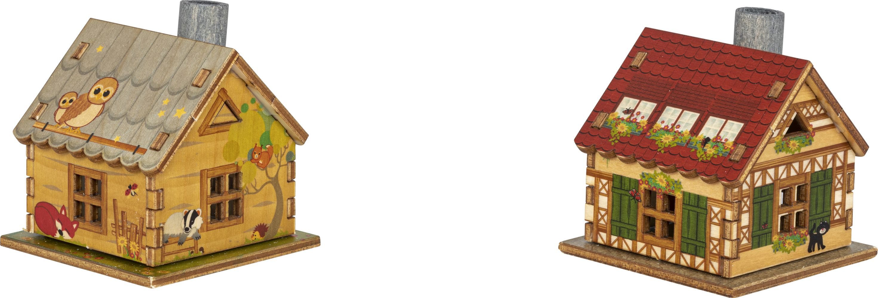 Saico GmbH Seiffen Räucherofen Räucherhaus im Thekendisplay, 12 teilig, Motive sortiert BxHxT