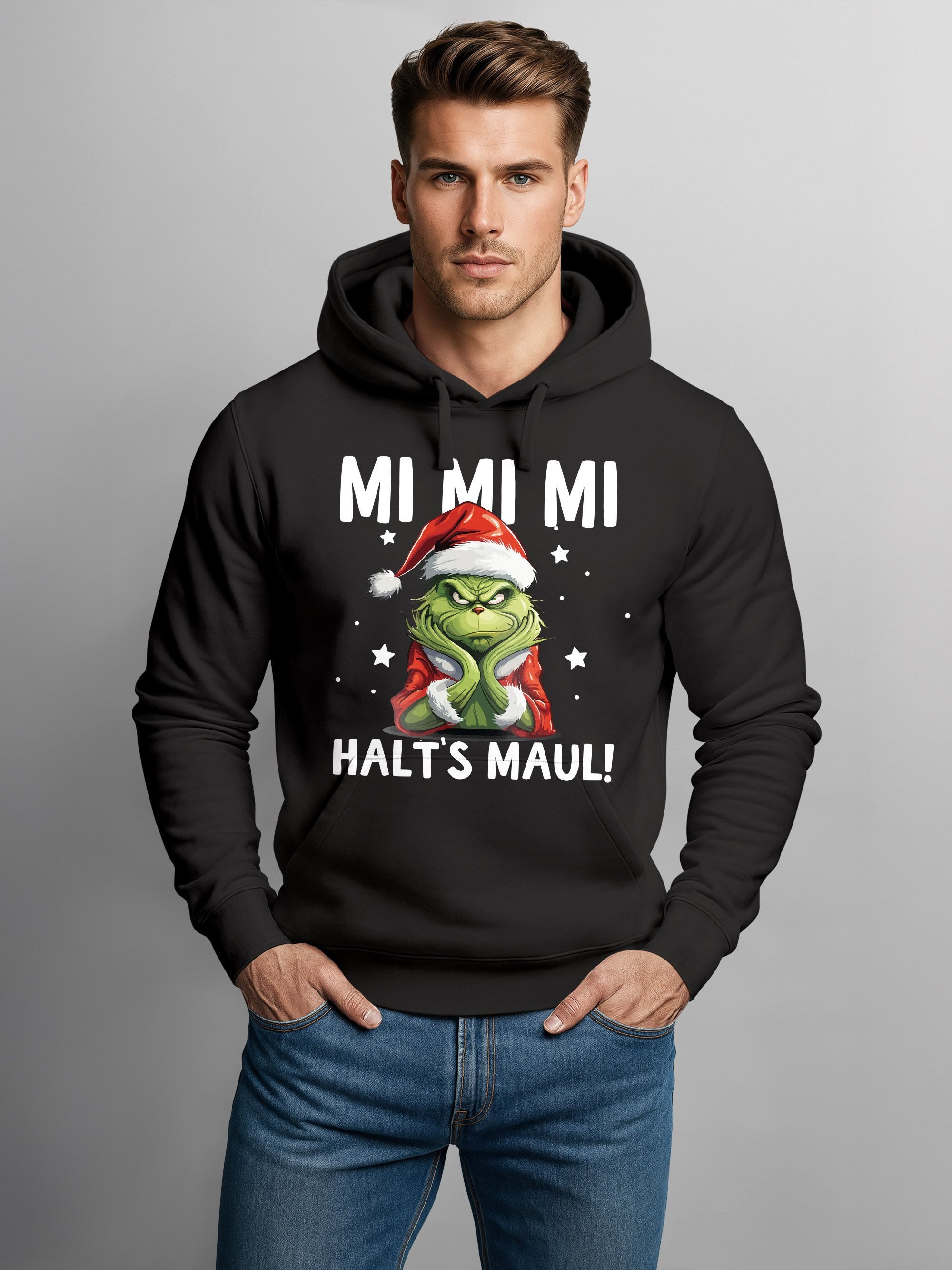 MoonWorks Hoodie Hoodie Herren Herren Weihnachten Grinch Mimimi Halts Maul günstig online kaufen