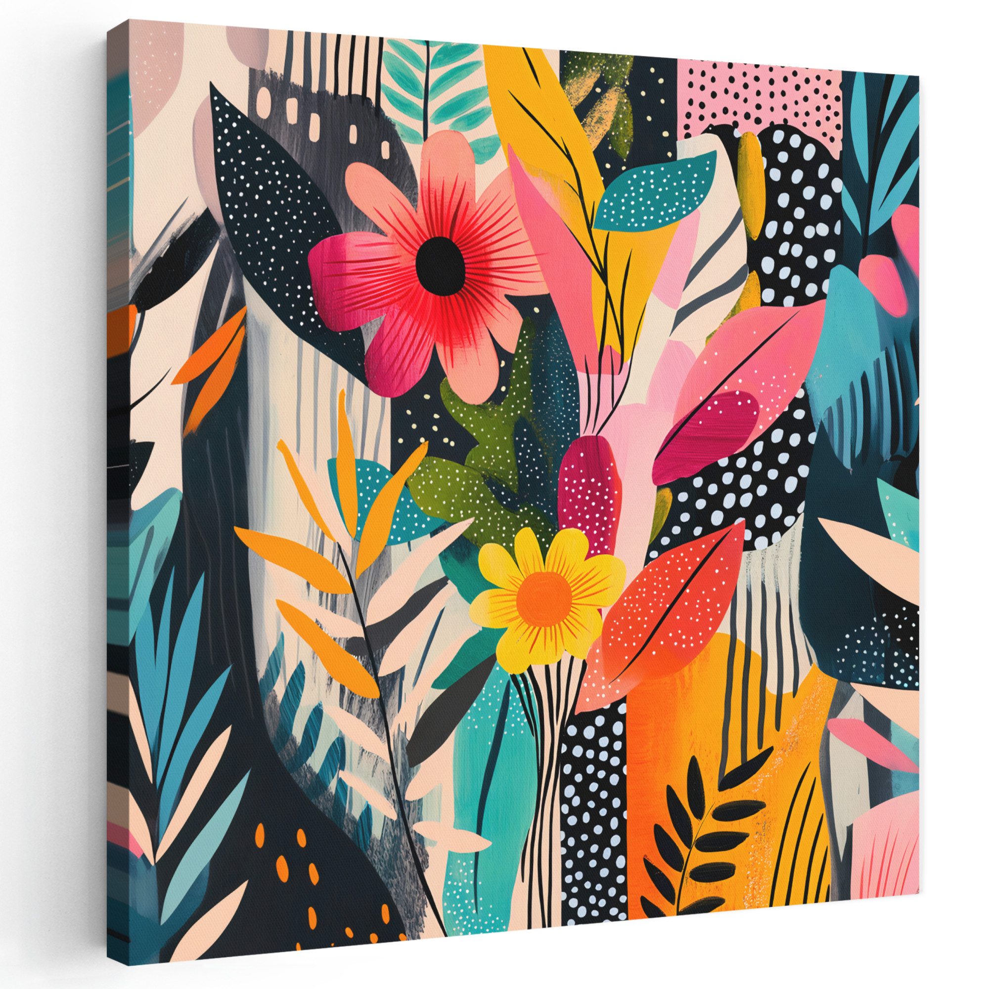 OneMillionCanvasses® Leinwandbild Kunstdrucke - Abstrakt - Blumen - Rosa, Fotodruck (1 St), Wandbild, Deko Schlafzimmer Wohnzimmer Flur 20x20 cm