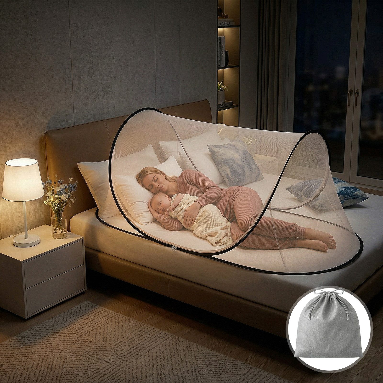 Sekey Moskitonetz Moskitonetz Bett Mückennetz Faltbares Reise 200 x 80 x 56 cm, Tragbares Campingzelt Einfache und Schnelle Installation für Outdoor