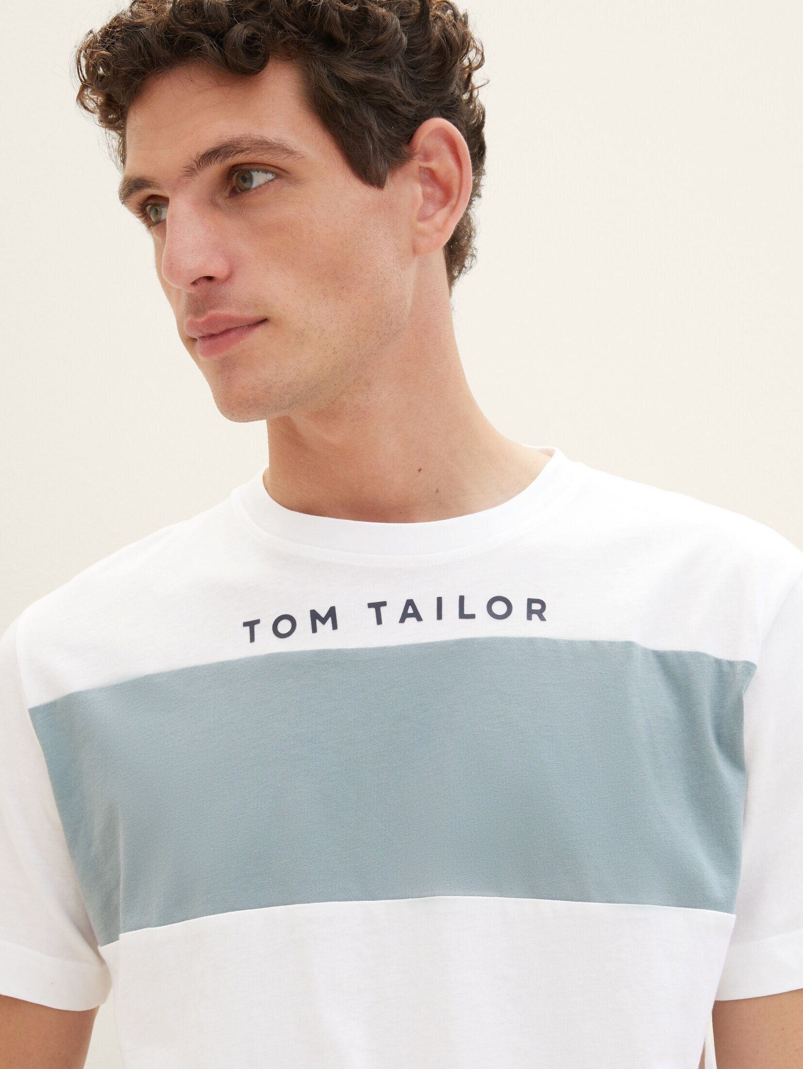 T-Shirt TAILOR Blocking T-Shirt Colour mit White TOM