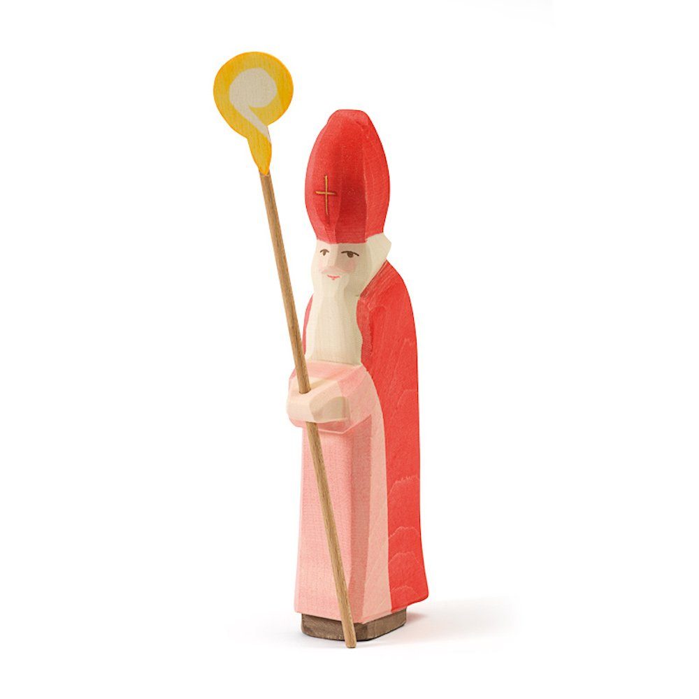 Ostheimer Spielfigur Sankt Nikolaus mit Stab Holzfigur Spielfigur Weihnachten, (Set, 2-tlg., 1), Made in Germany