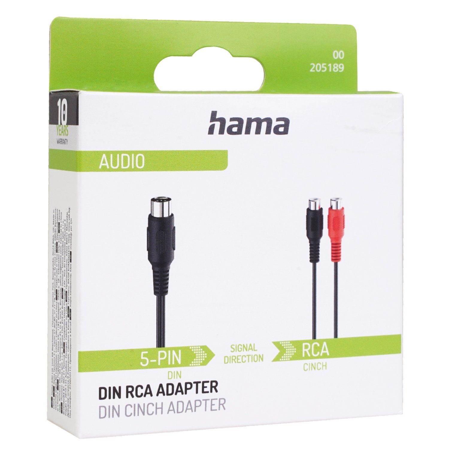 Hama Audio-Adapter Cinch Kupplung auf DIN 5 polig Audio-Kabel, RCA-Buchse, DIN 5-Pol. Stecker (10 cm), 2x Cinch-Buchse auf DIN-Stecker Chinch Stereo – Bild 3 von 3