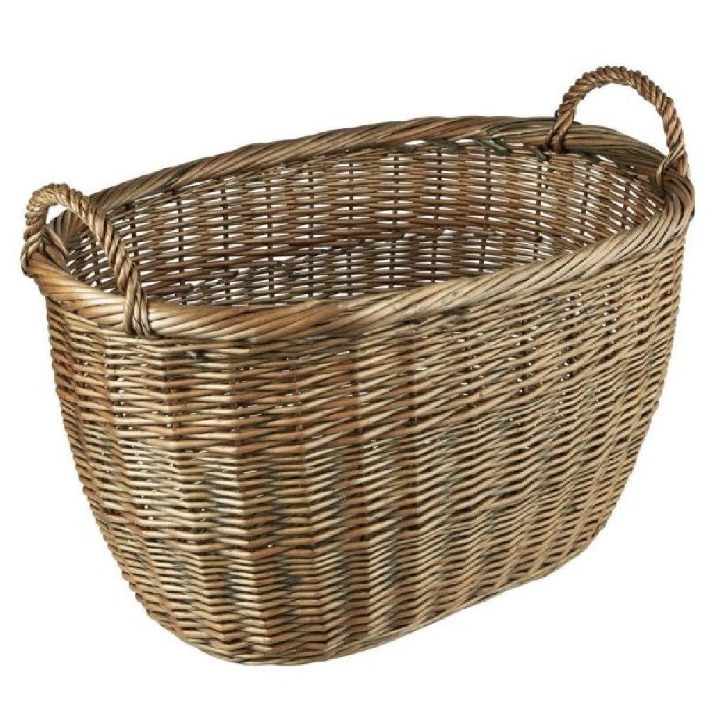 Servierschale Ib Laursen Korb groß Oval mit Henkel (60x40cm)