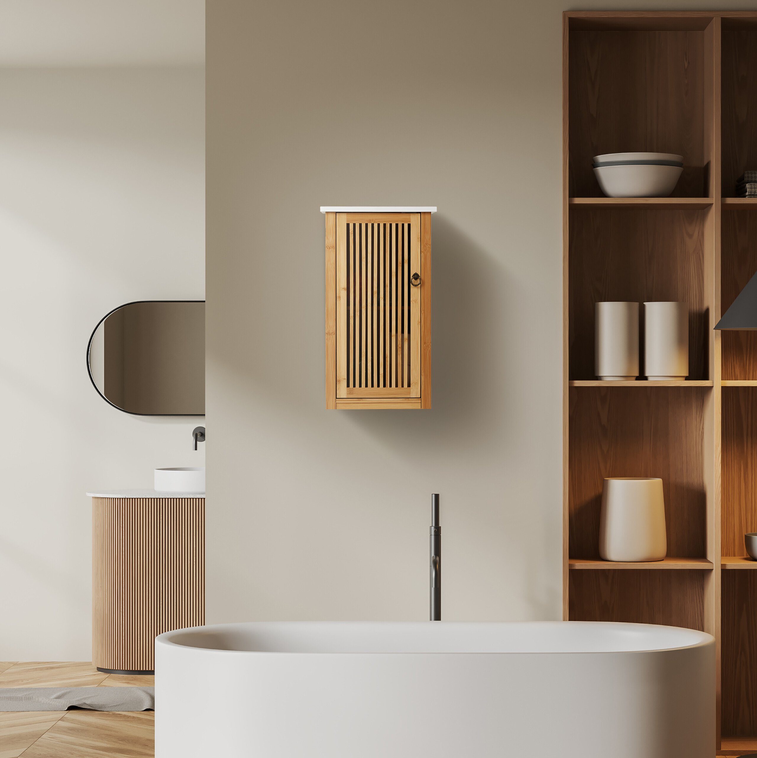 relaxdays Hängeschrank Badezimmerschrank Bambus hängend günstig online kaufen