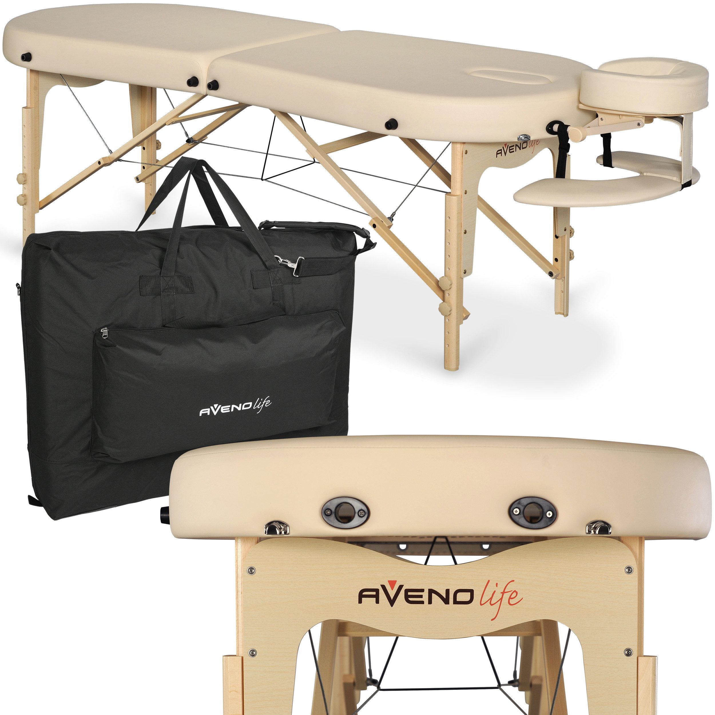 Habys Massageliege Elza Mobile Tragebares Klappbar Höhenverstellbar Beige 71 cm