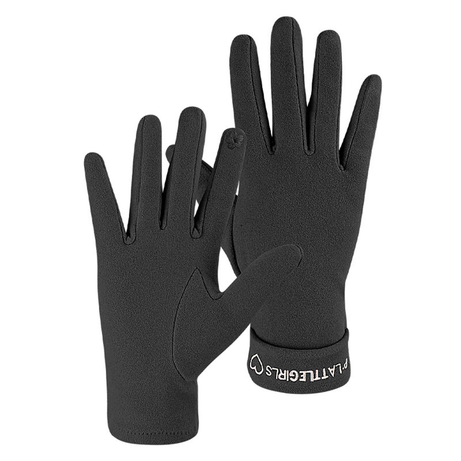 Rutaqian Strickhandschuhe 1 Paar Damen Winter Touchscreen Handschuhe Warm Fleece Gefüttert Warme Fingerhandschuhe für Damen Sport Schwarz