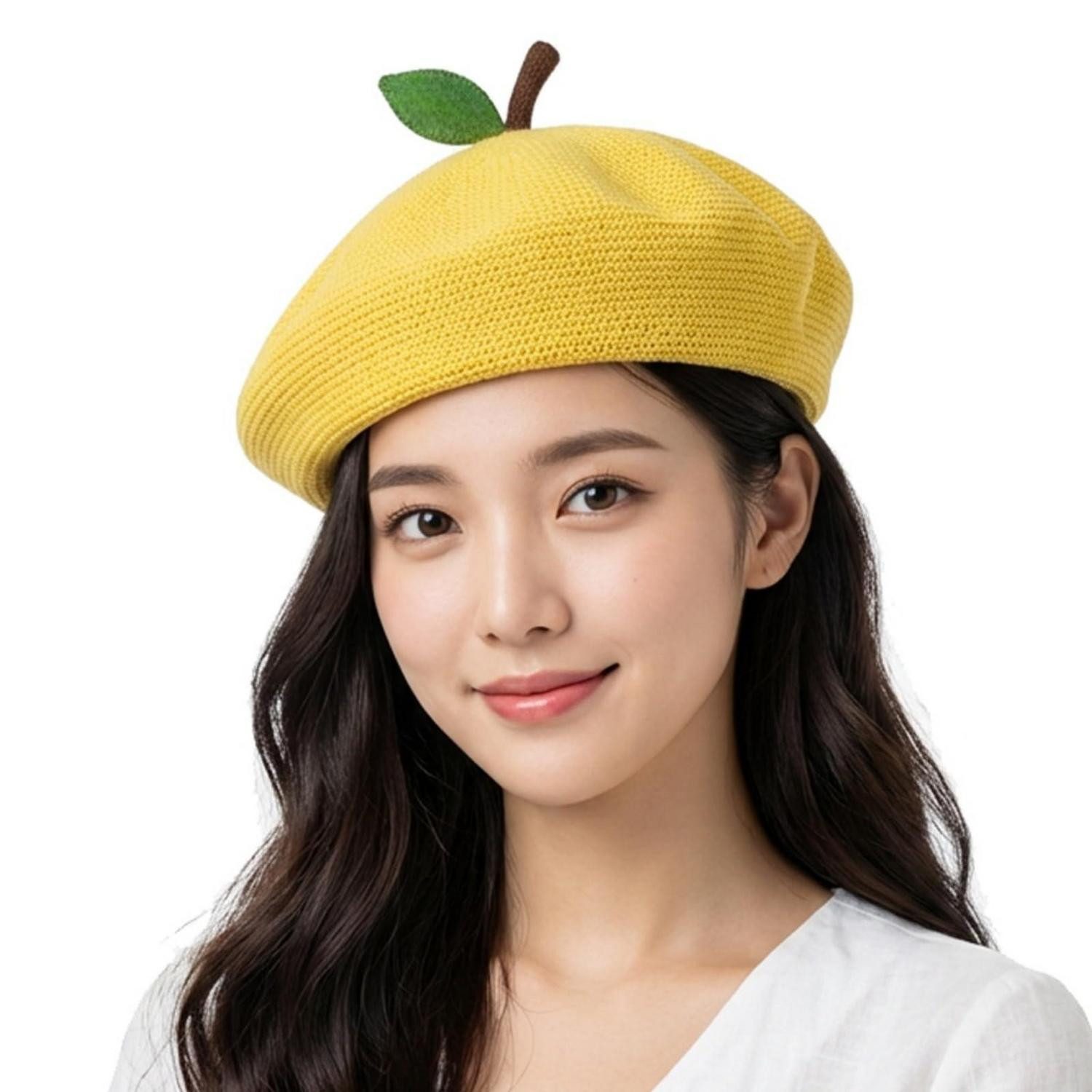 LuxusKollektion Baskenmütze Baskenmütze Damen Barett Cap Malerhut Beanie Beret M-L Gelb