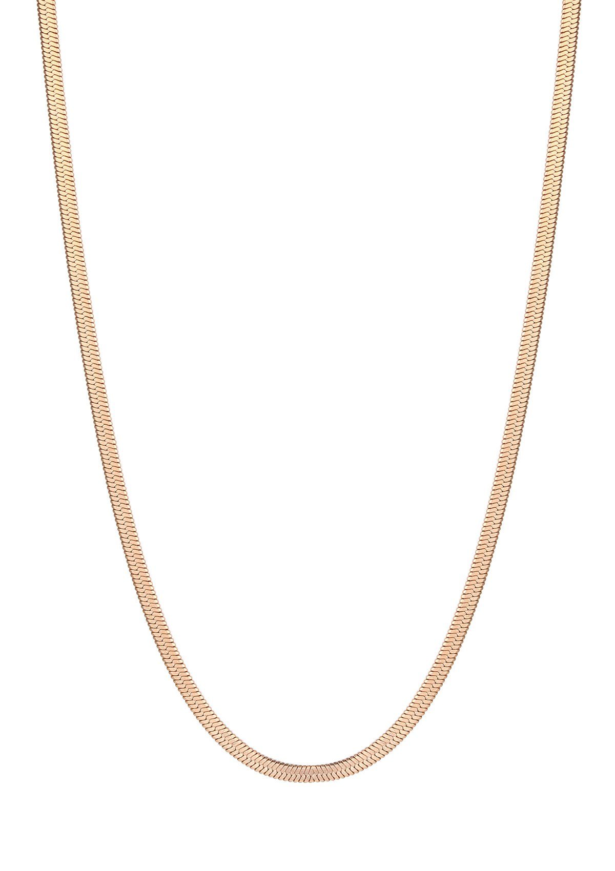 Hey Happiness Collier Schlangenkette Edelstahl Damen, 18K Roségold vergoldet, Halskette Snake flach, wasserfest