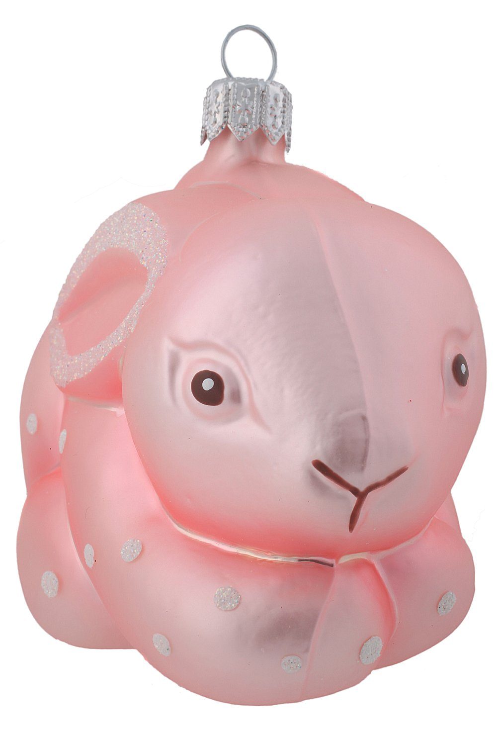 Hamburger Weihnachtskontor Osterhase Hase rosa (1-tlg), mundgeblasen - handdekoriert