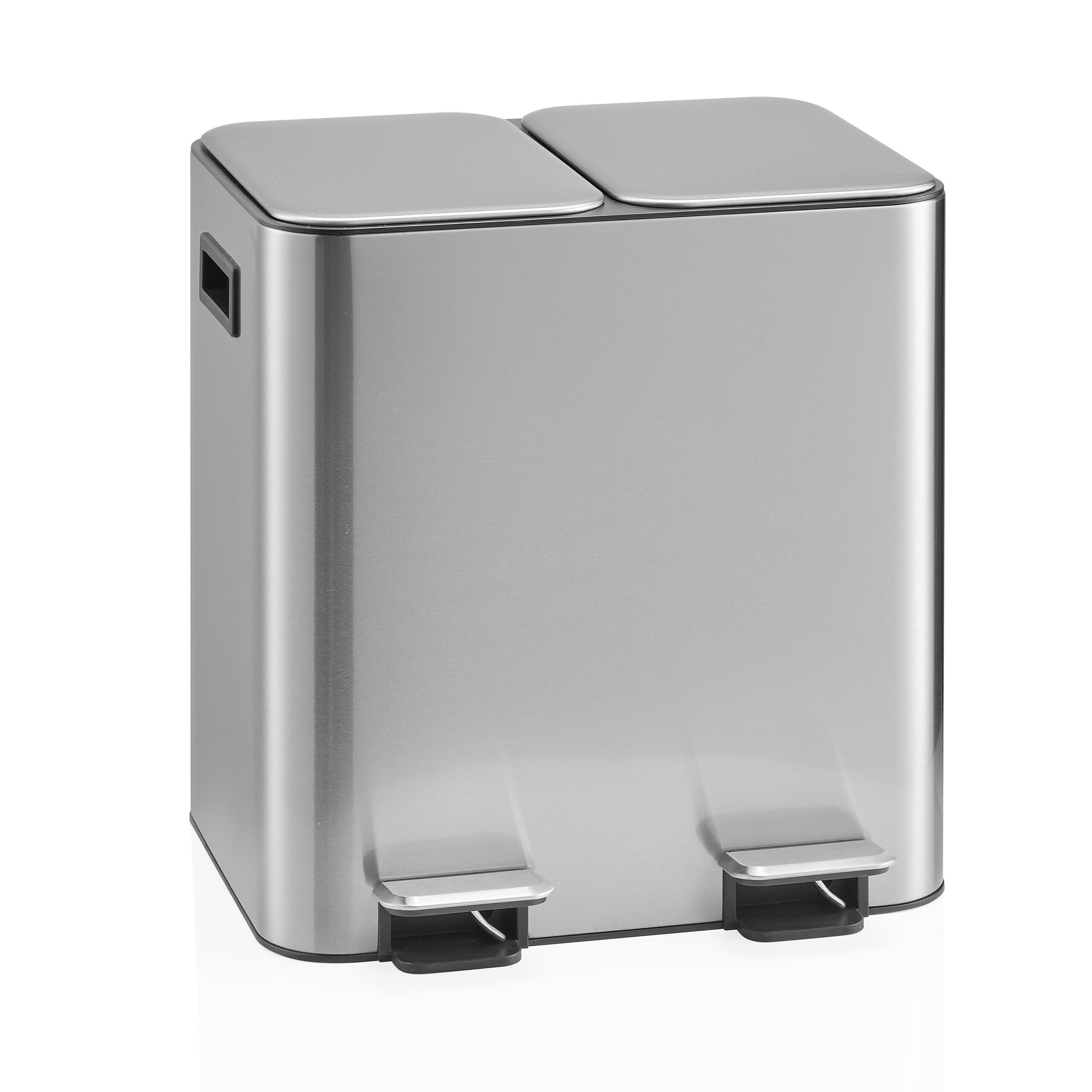 hjh OFFICE Mülleimer Mülleimer Clean 10 Eisen, Pulverbeschichtet, Mülltrennsystem Küche mit 2 Fächern, Abfalleimer 30 Liter (2 x 15L)