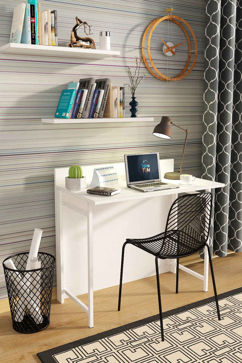 Moblix Klapptisch FRELIX Schreibtisch, Computertisch, Bürotisch, Klappbar (90/60/72cm) (Freistehend, Klappschreibtisch), Platte auf der Rückseite