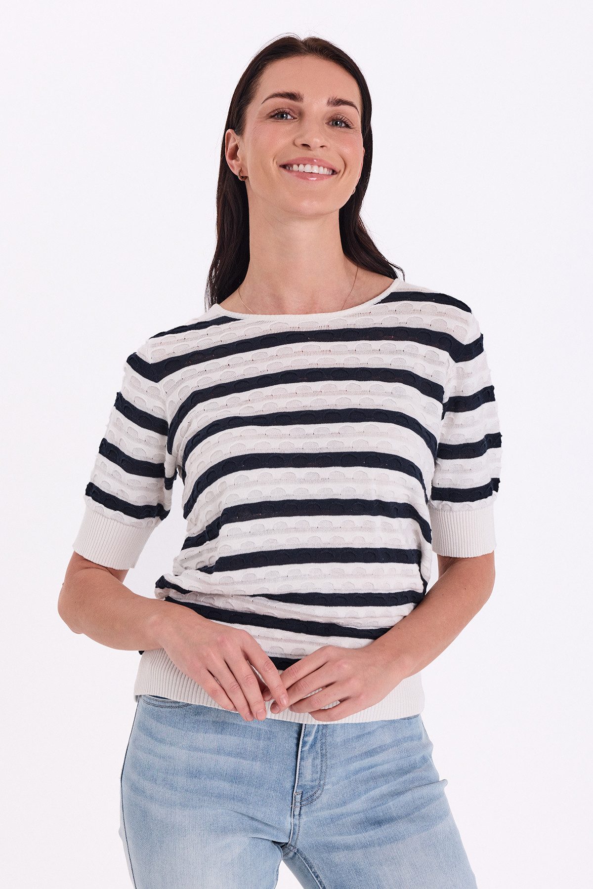 FREEQUENT Strickpullover FQDODO-PULLOVER bequeme Passform, gestreifte Optik