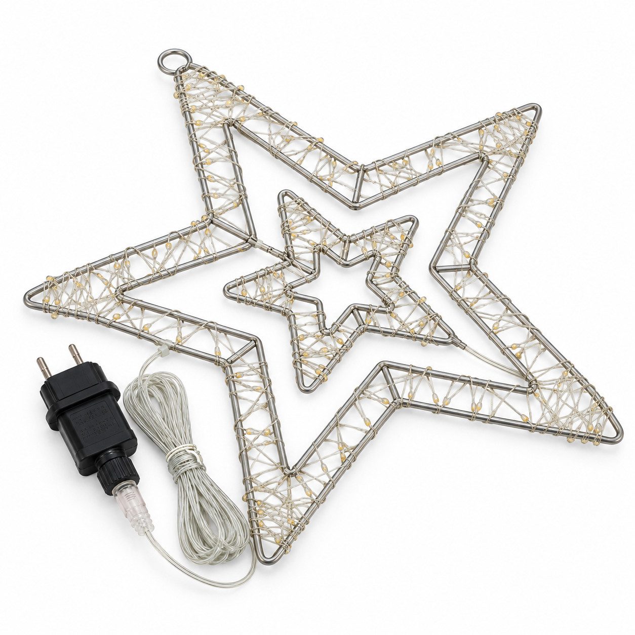 Weltbild LED-Hängeleuchte LED Hängedeko Polarstern 3er Set 55 warmweiße LEDs Timer Hängeleuchte, Hängelampe LED Stern Dekoration Beleuchtung Weihnachtsdeko – Bild 3 von 5