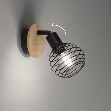 etc-shop Wandleuchte, Leuchtmittel nicht inklusive, Wandleuchte Retro Wandlampe Holzleuchte Spot