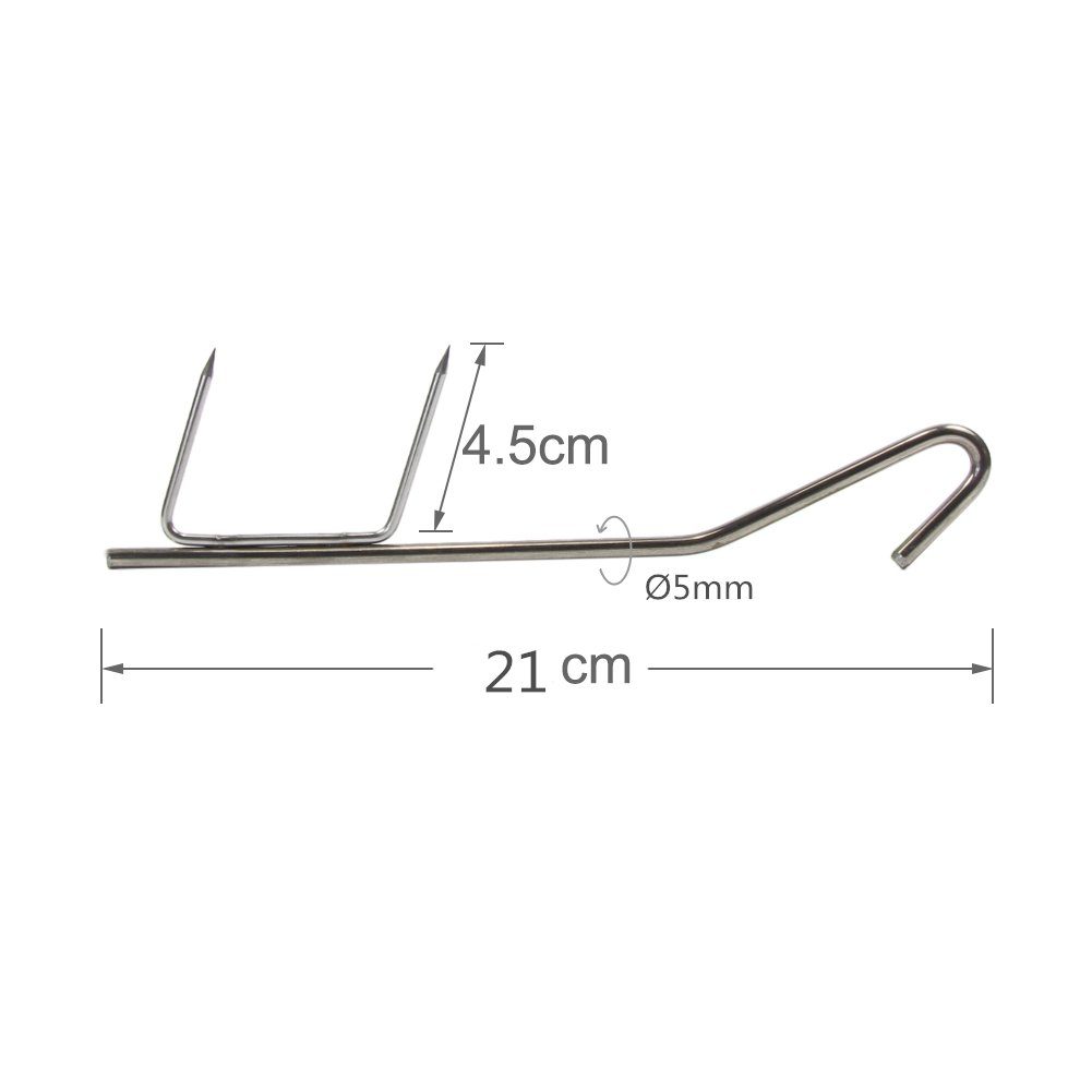 Croch Grillhaken Räucherhaken, (10 tlg), Räucherhaken Profi Doppelhaken zum Fisch Rächern