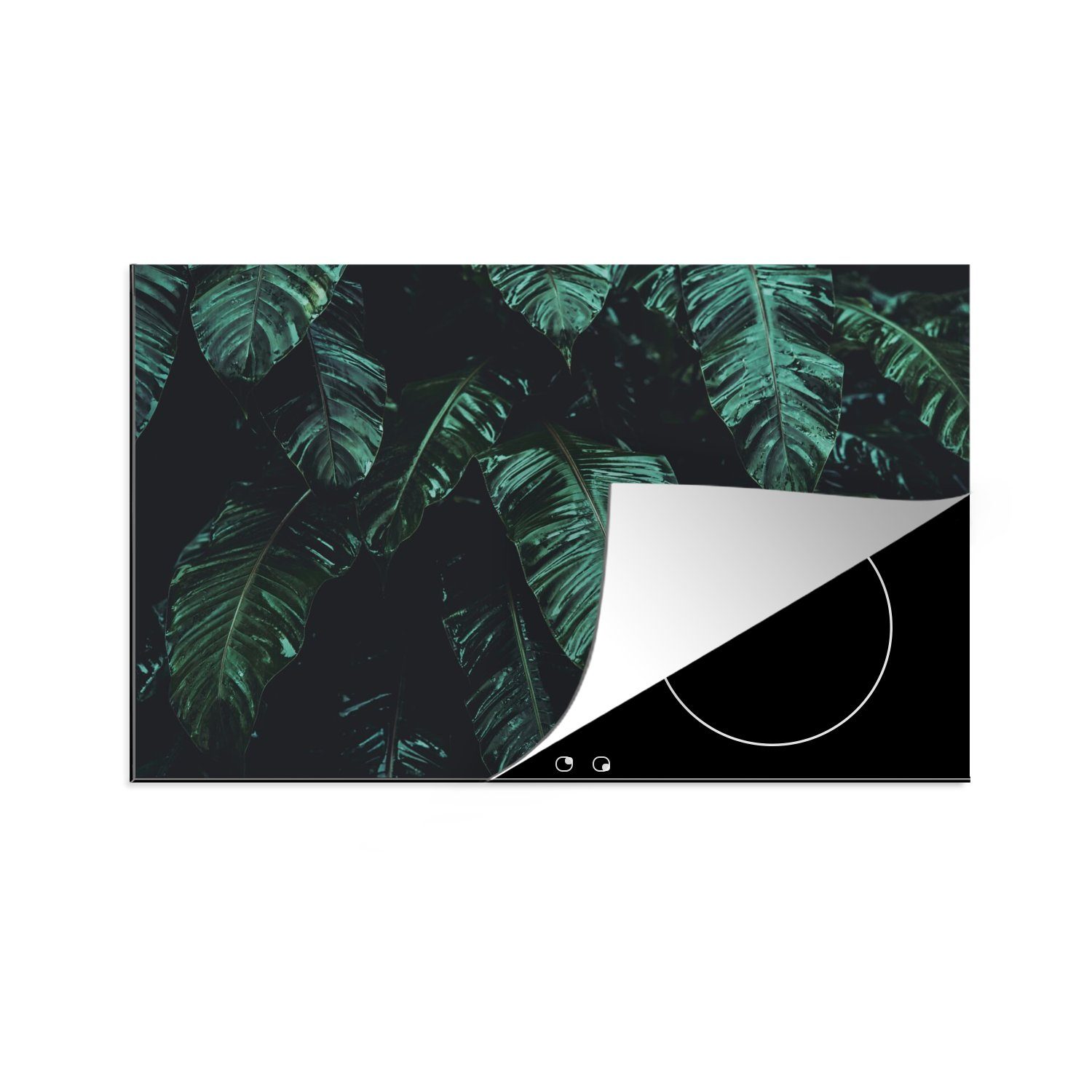 MuchoWow Herdblende-/Abdeckplatte Dschungel - Palme - Blätter - Tropisch, Vinyl, (1 tlg), 80x52 cm, Induktionskochfeld Schutz für die küche, Ceranfeldabdeckung