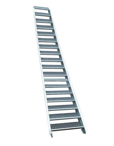SRM Design Außentreppe 17 Stufen Stahltreppe Breite 130cm Geschosshöhe 282-350cm inkl Zubehör