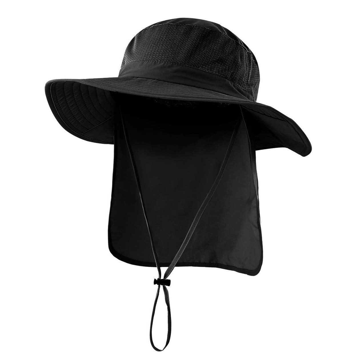 FOUORTUNATE-BEE Sonnenhut Outdoor-Sonnenhut Damen Herren mit breiter Krempe Mesh (mit Nackenklappe und Kinnriemen Sommer Hut, Faltbar und Schnell trocknend, Leichter) für Wandern, Strand und Reisen