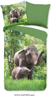 Kinderbettwäsche Elephants, good morning, Renforcé, 2 teilig, 100% Baumwolle
