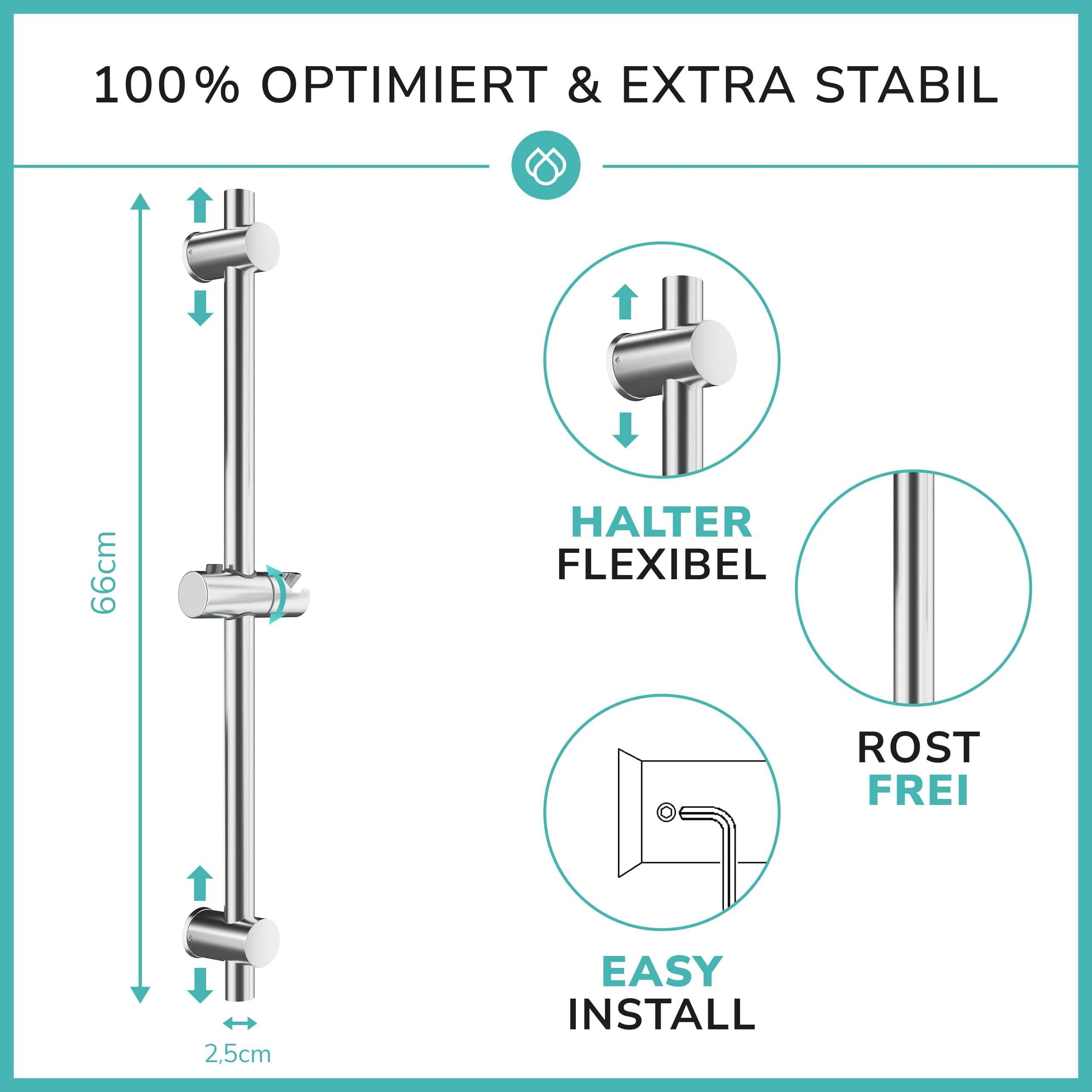 Laakfeld Duschstange Edelstahl Duschstange rostfrei - Brausestange variable günstig online kaufen