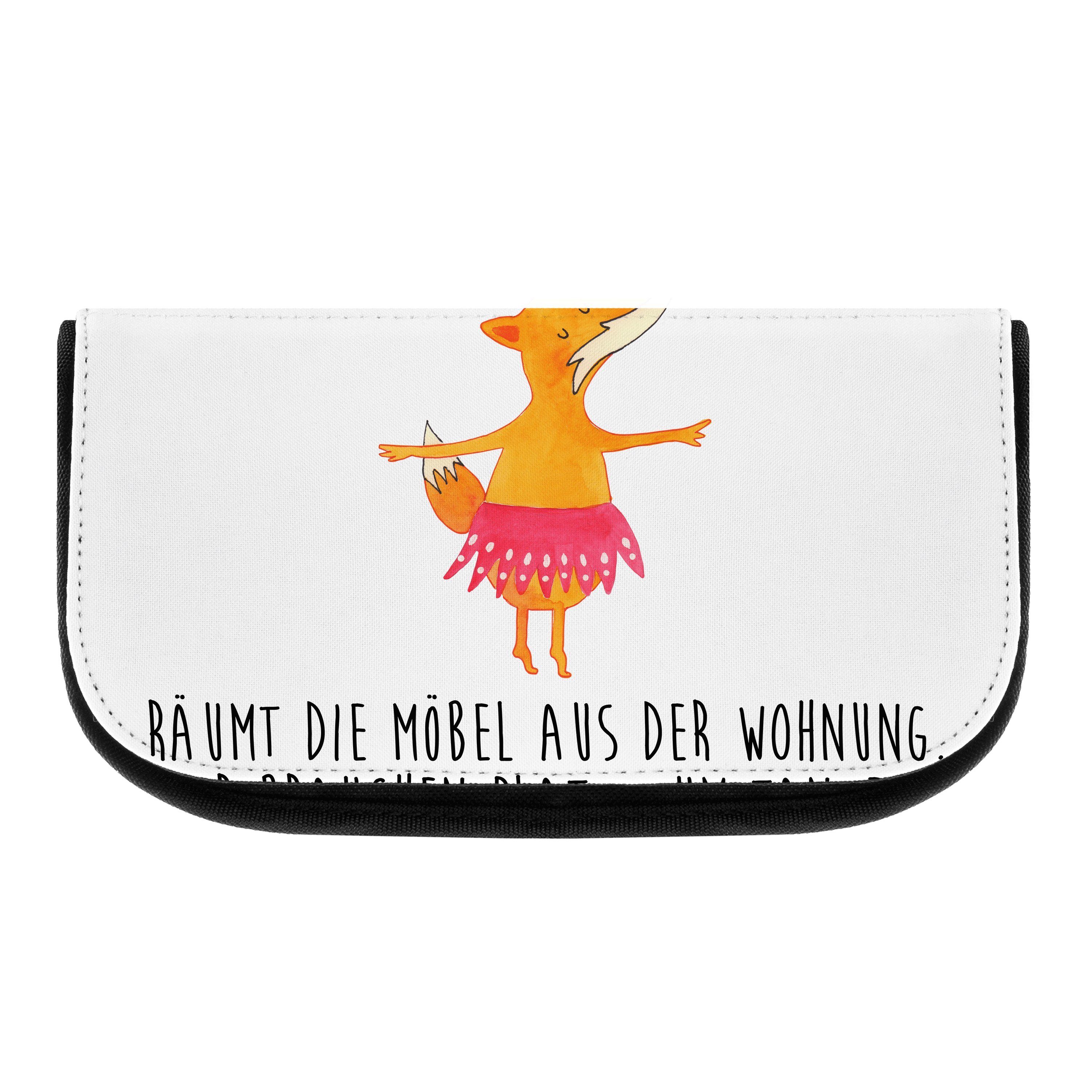 Mr. & Mrs. Panda Kosmetiktasche Fuchs Ballerina - Weiß - Geschenk, Party, Tänzer, Füchsin, Ballett, M (1-tlg), Vielseitig einsetzbar