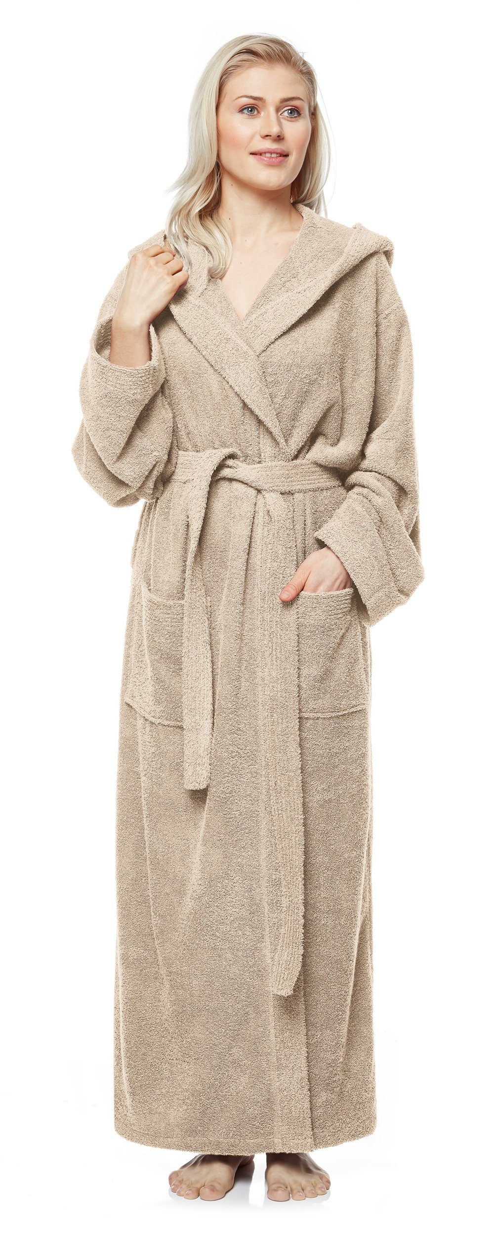 Arus Damenbademantel Pandora, extra lang, mit Kapuze, 100% Baumwolle, für S günstig online kaufen