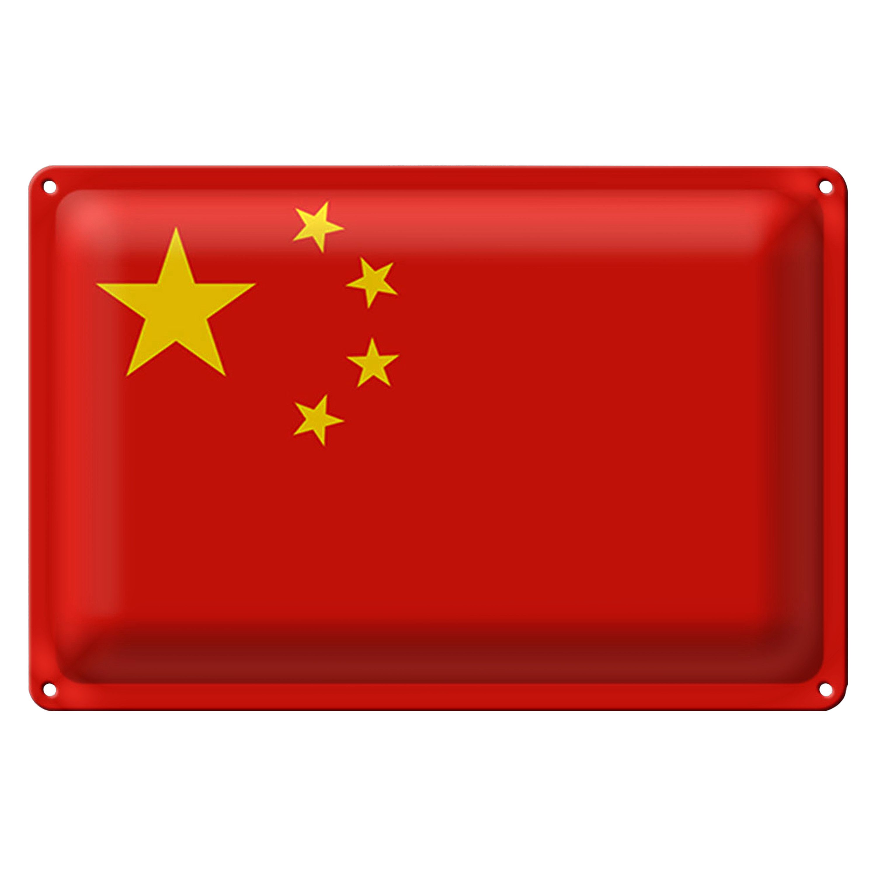 Roomando Metallschild Flagge China 40x30cm Flag of China