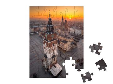 puzzleYOU Puzzle Marktplatz in Krakau bei Sonnenaufgang, 48 Puzzleteile, puzzleYOU-Kollektionen Krakau