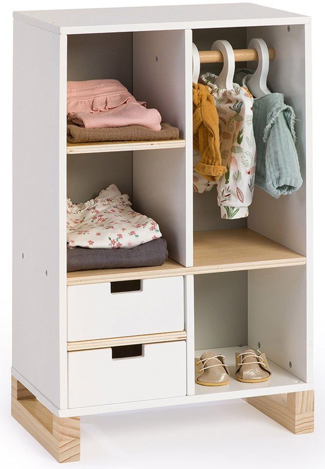 MUSTERKIND® Puppenkleiderschrank Viola, weiß/natur/grau günstig online kaufen