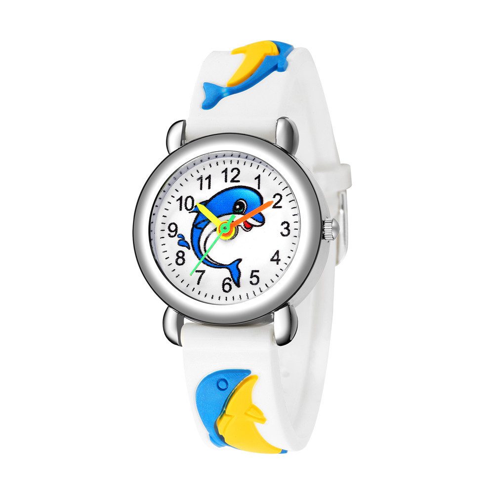 Taffstyle Quarzuhr Kinder Armbanduhr Silikon Uhr Bunte Kinderuhr mit Delfin, (Bunte Silikon Gummi Armbanduhr für Mädchen und Jungen Farbige Lernuhr Silikonuhr)