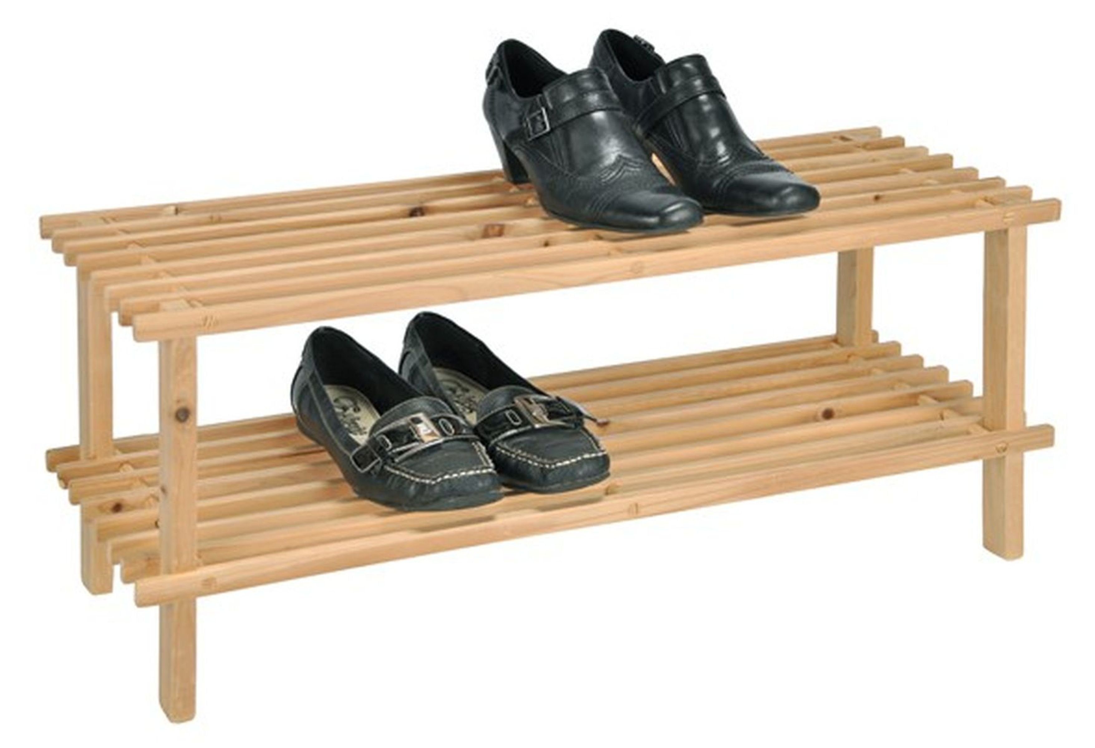Schuhregal Holzregal Schuhständer Schuhablage mit Gravidus Schuhregal 2 Böden Holz aus