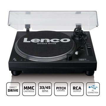 Lenco L-3818BK Plattenspieler (elektrisch, USB & Phone-Vorverstärker, 33/45 U/min inkl. Staubschutz)
