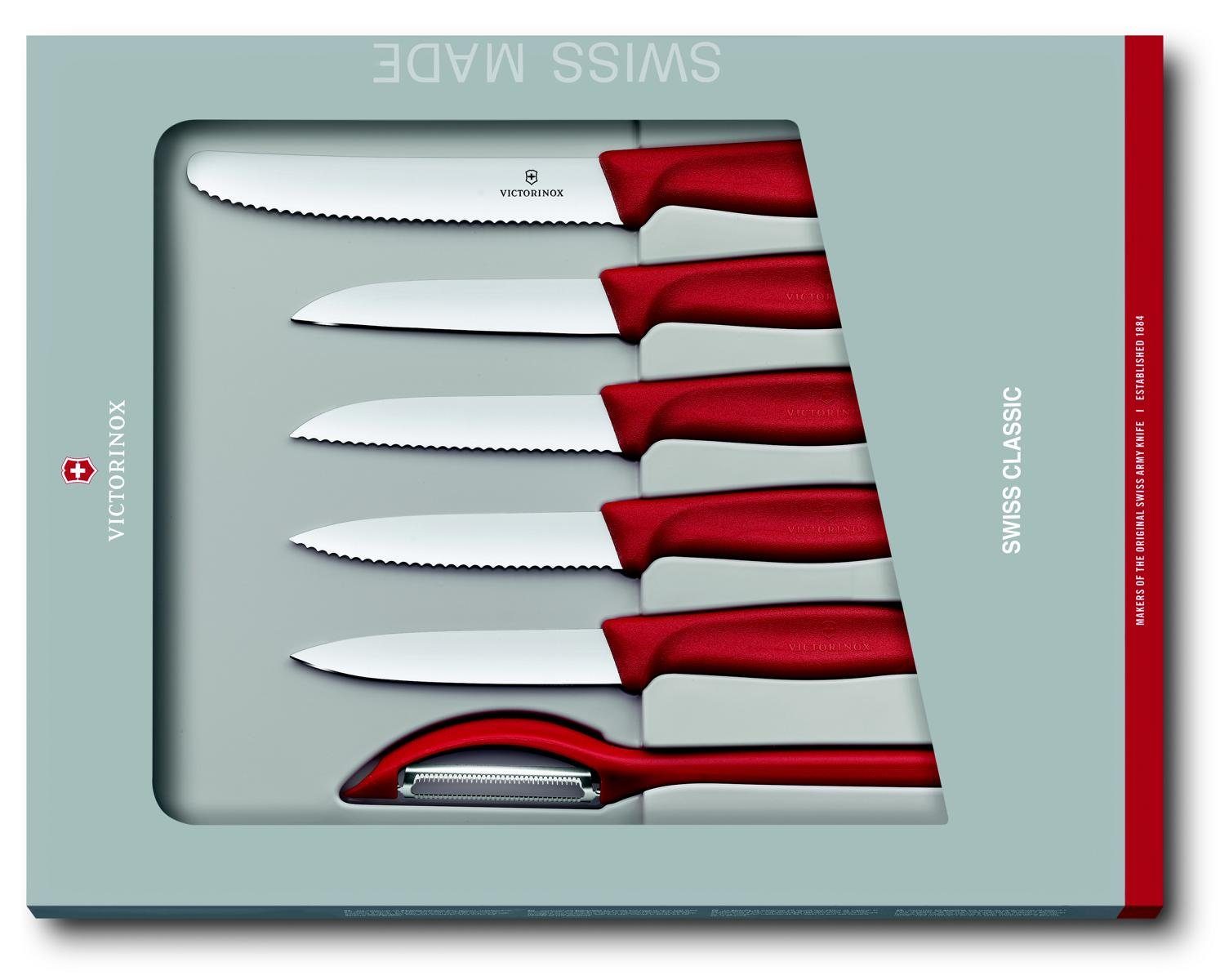 Gemüsemesser-Set, rot, Geschenkverpackung Classic Victorinox Swiss Taschenmesser 6-teilig,