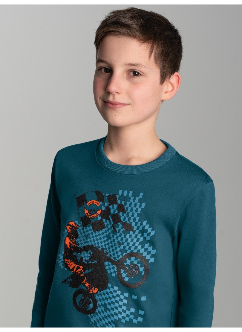 Trigema Sweatshirt TRIGEMA Langarmshirt mit sportlichem Motorrad-Print