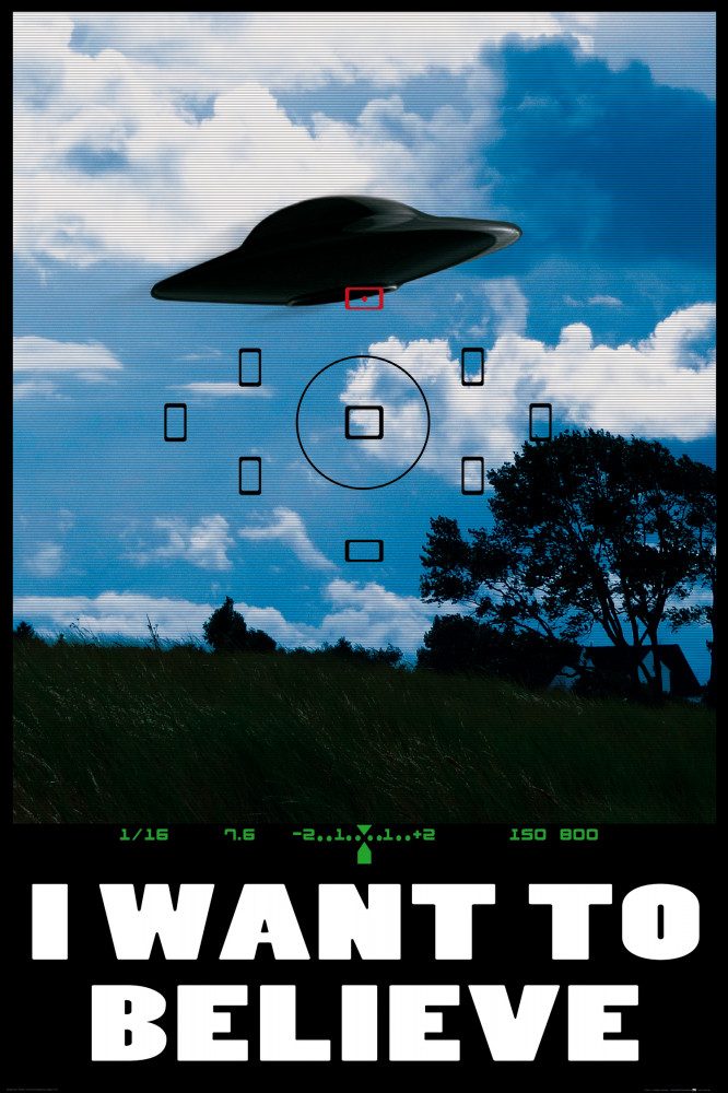 Poster UFOs Kunstdruck Bild - I Want To Believe, Fadenkreuz (180 x 120 cm)