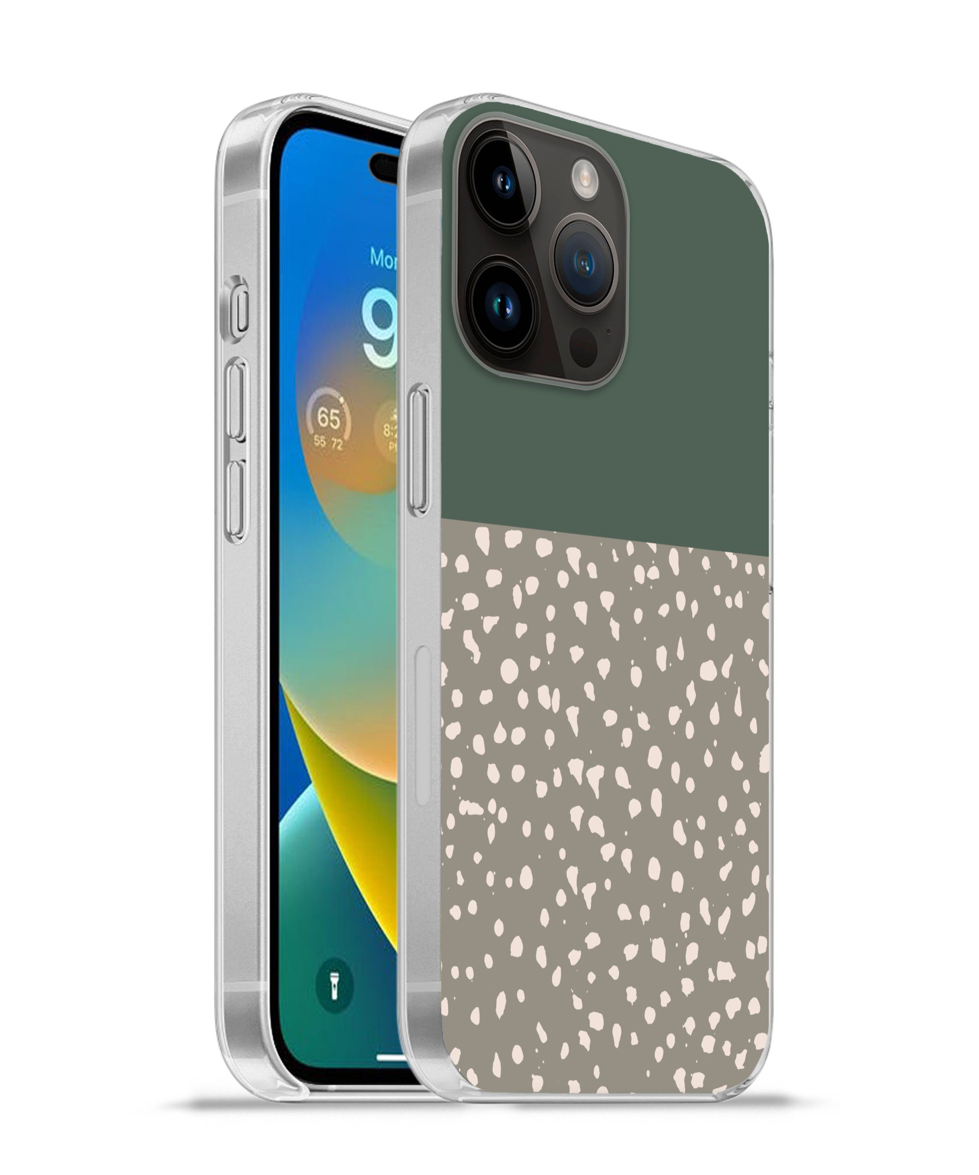 Handyhülle für Apple iPhone 14 Pro Polka dot - Grün - Muster