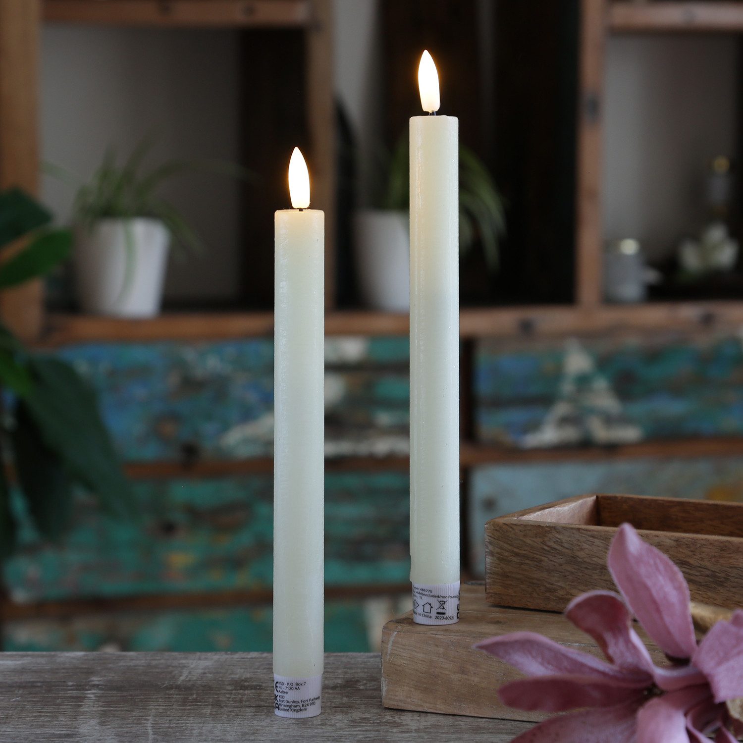MARELIDA LED-Kerze LED Stabkerzen Tafelkerzen Dinner Spitzkerzen rustikal 24cm creme 2St (2-tlg)